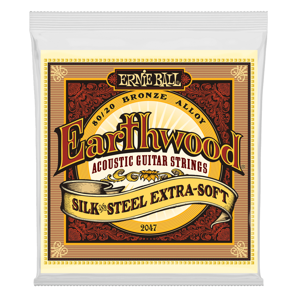 Ernie Ball EARTHWOOD SILK & STEEL EXTRA SOFT 80/20 BRONZE ACOUSTIC GUITAR STRINGS - 10-50 GAUGE