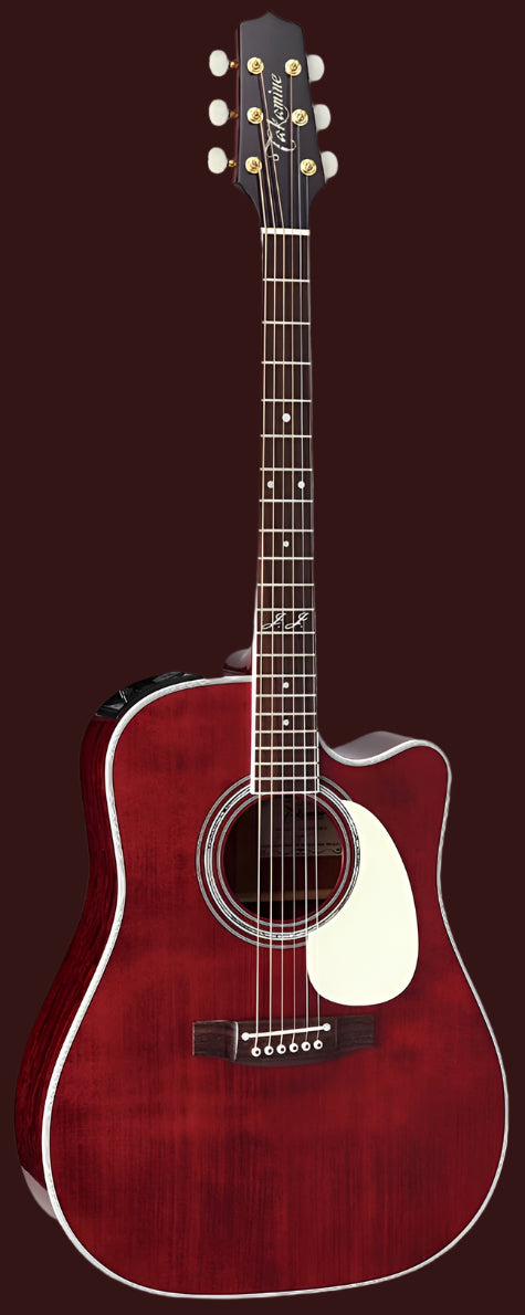 Takamine JJ325SRCL John Jorgenson Signature Cutaway 6 String RH Acoustic Electric Guitar with Semi-Hard Case - Gloss Red Stain Finish