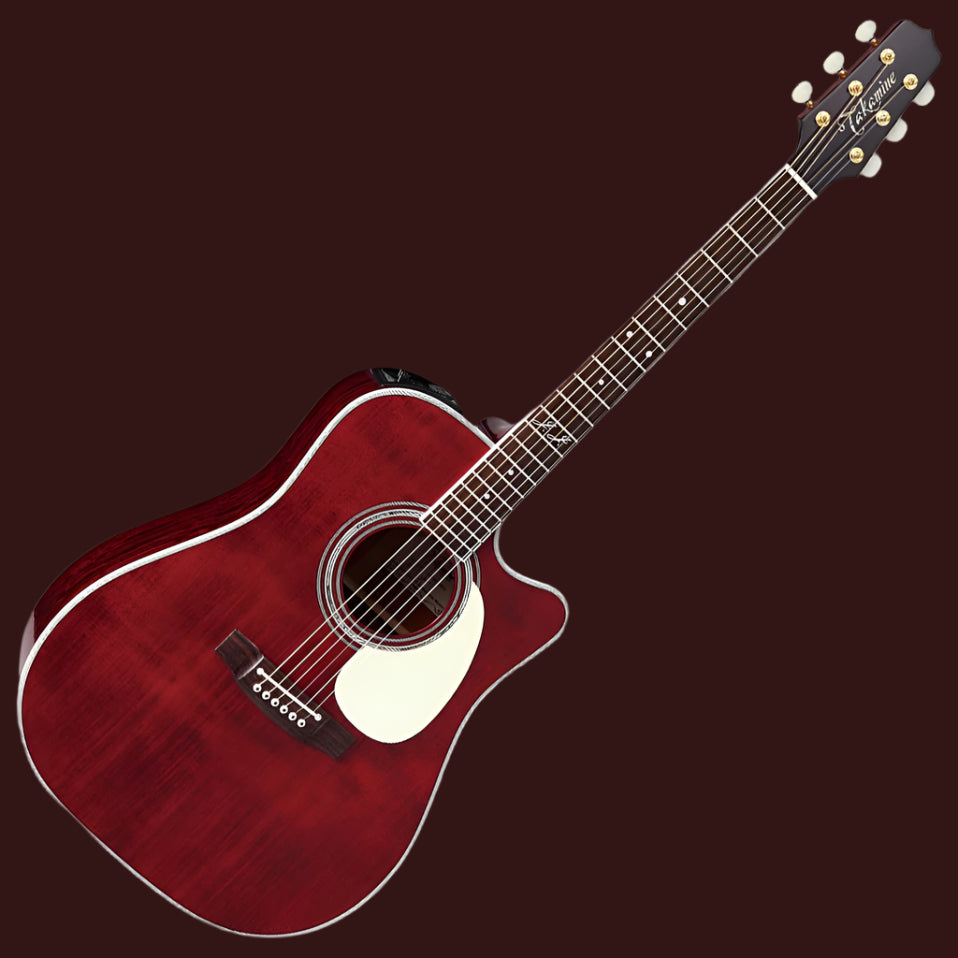 Takamine JJ325SRCL John Jorgenson Signature Cutaway 6 String RH Acoustic Electric Guitar with Semi-Hard Case - Gloss Red Stain Finish