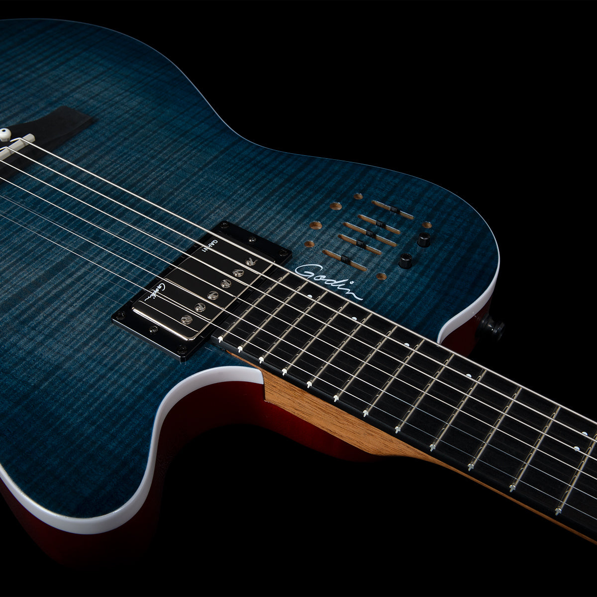 Godin A6 Ultra Denim Blue Flame Acoustic Electric Guitar