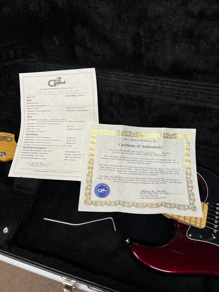 G&L S-500 USA Ruby Red Metallic Electric Guitar - Used Excellent