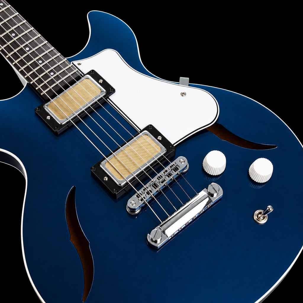 Harmony Comet Semi-Hollow Electric Guitar w/ MONO Vertigo Case – Midnight Blue