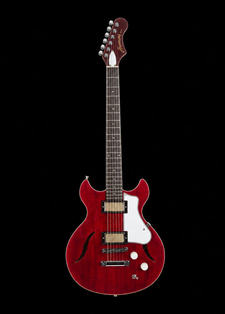 Harmony Comet Semi-Hollow Electric Guitar w/ MONO Vertigo Case – Transparent Red