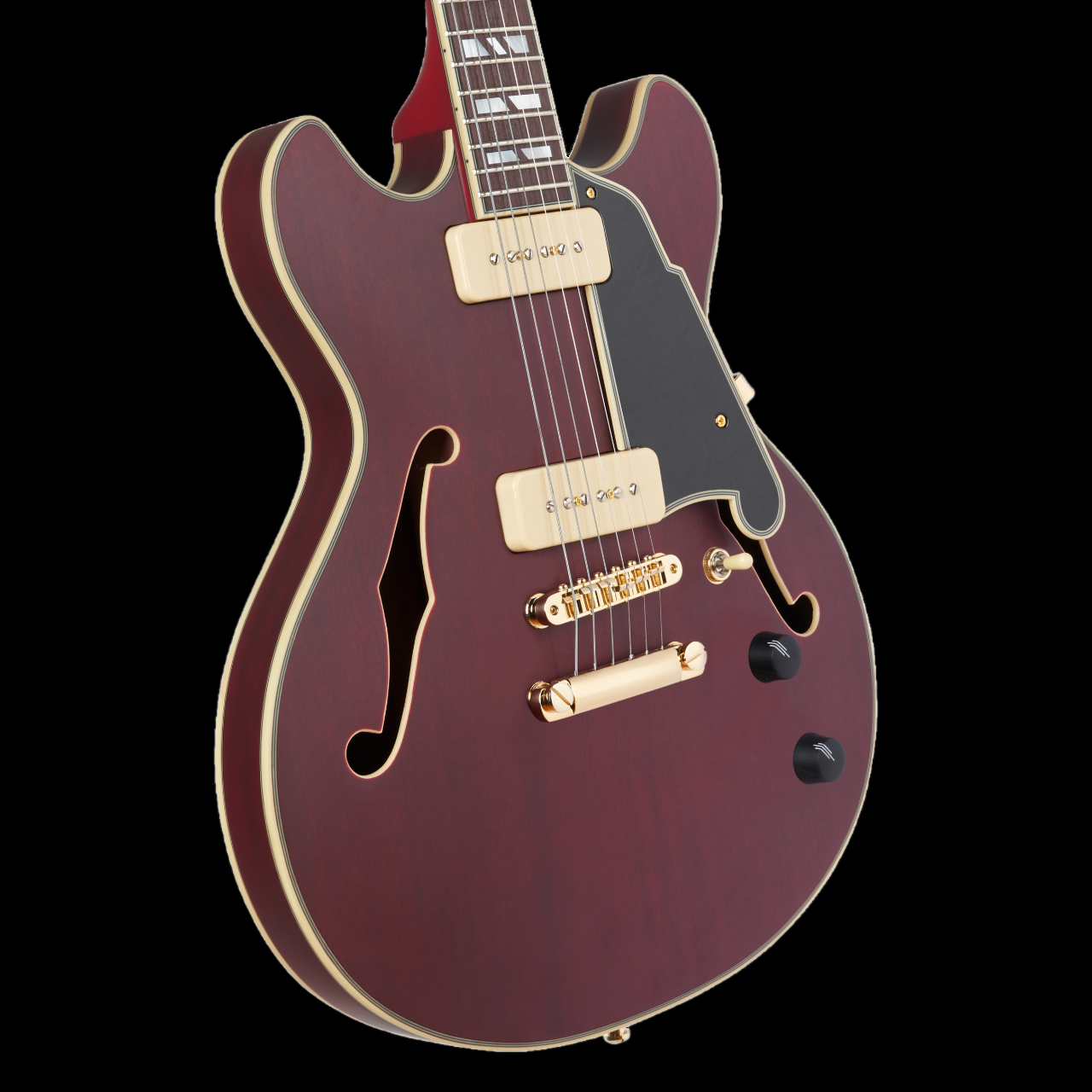 D'Angelico Deluxe Mini DC Satin Trans Wine Electric Guitar