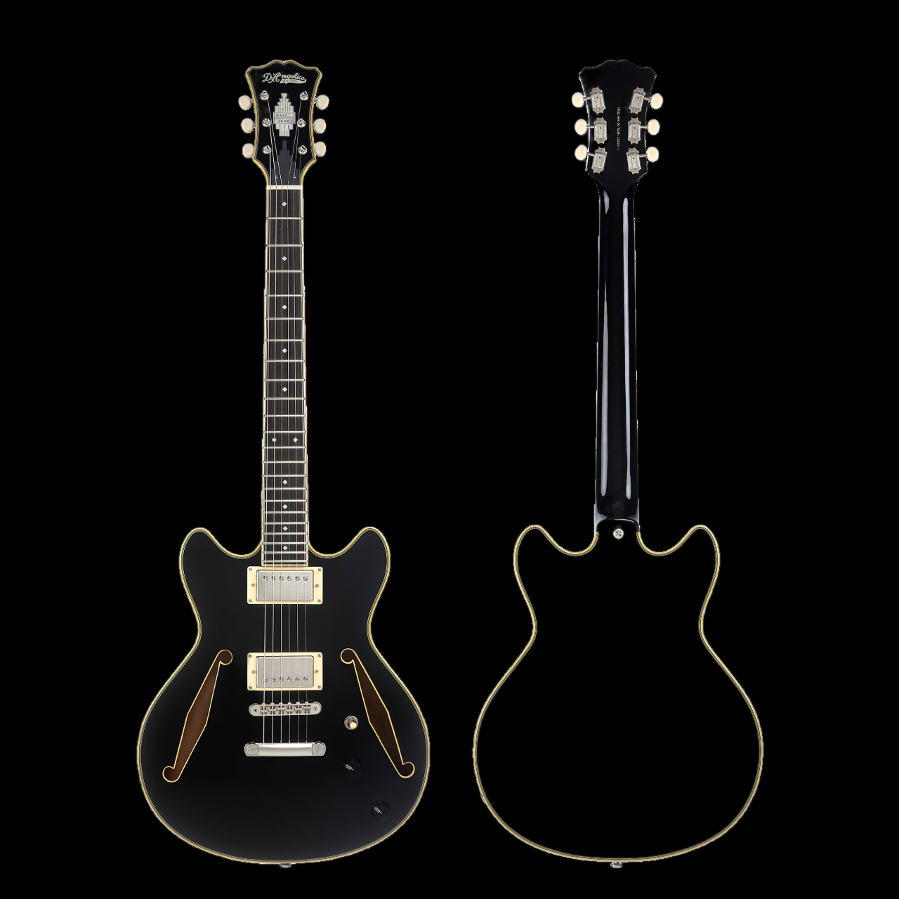D'Angelico Excel Mini DC Tour Solid Black Electric Guitar