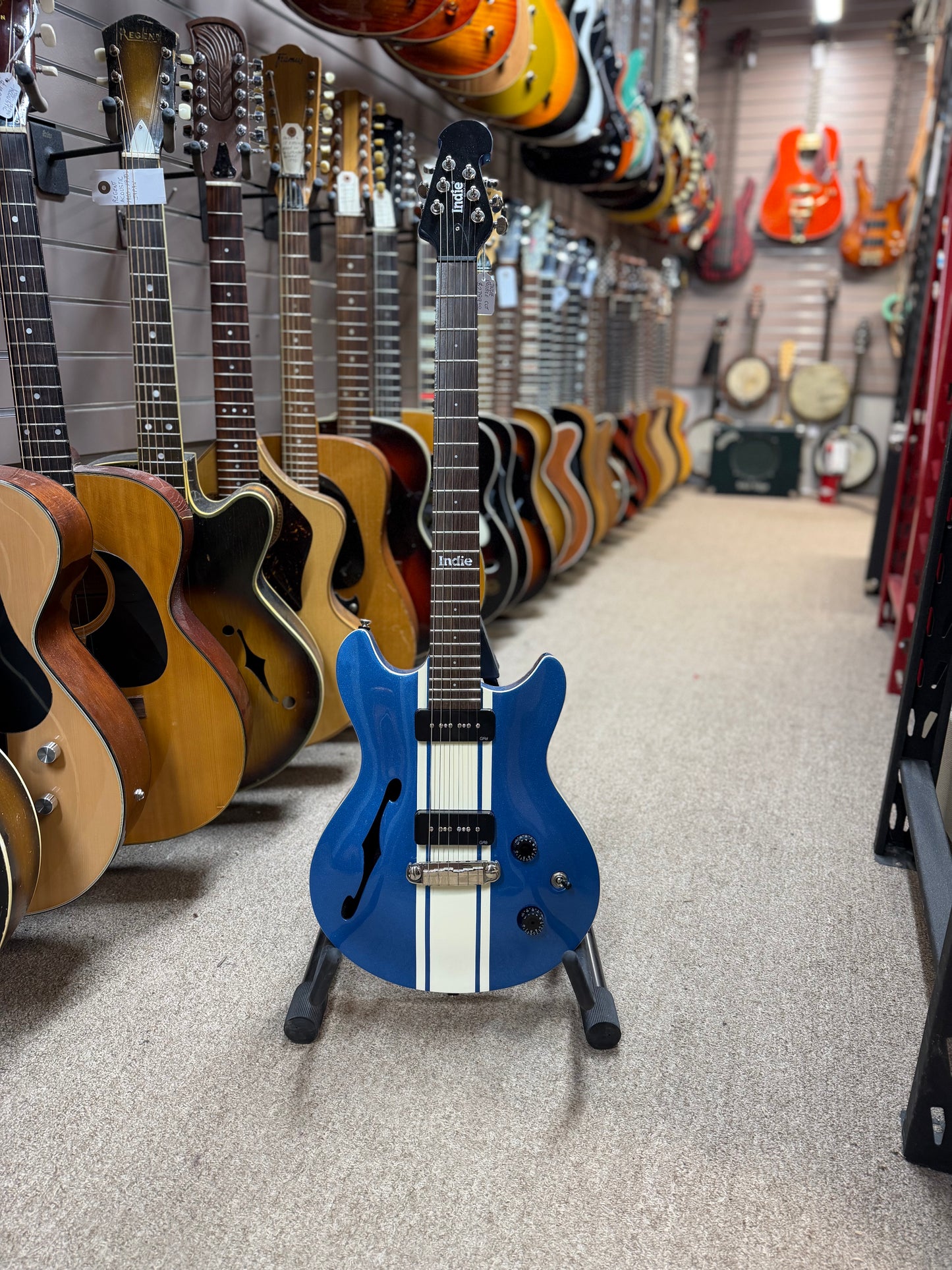 Indie Guitar Company Double Cut Metallic Blue Electric Guitar - NOS