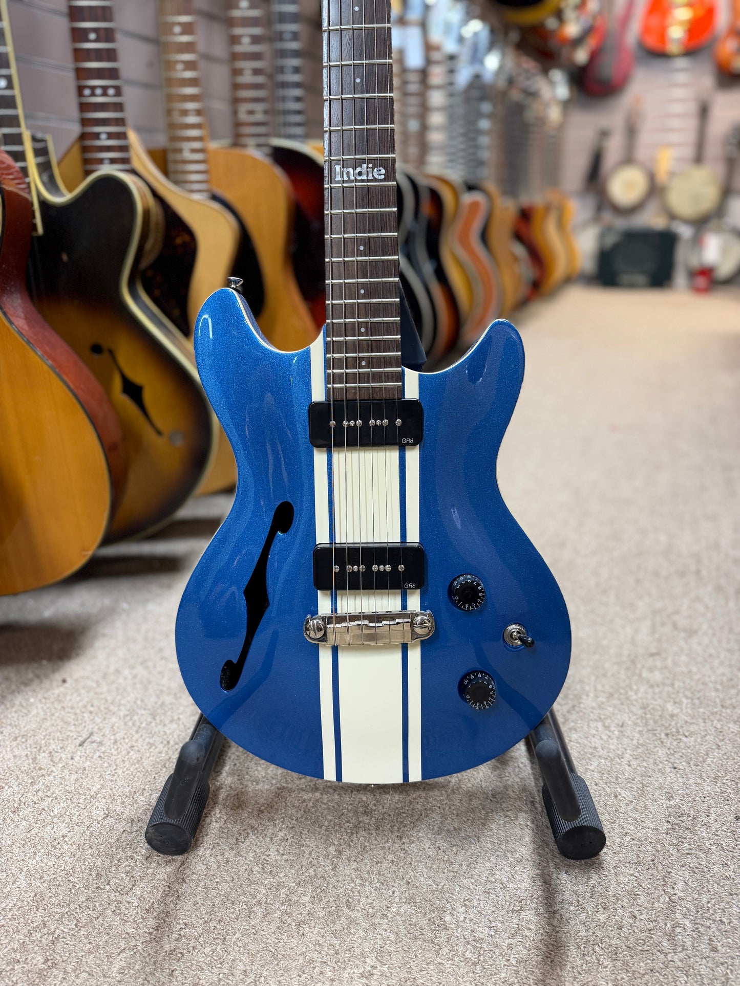 Indie Guitar Company Double Cut Metallic Blue Electric Guitar - NOS