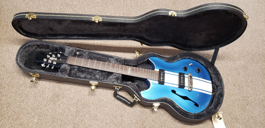 Indie Guitar Company Double Cut Metallic Blue Electric Guitar - Mint