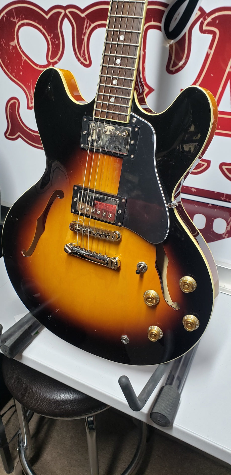 Burny RSA-70 BS Sunburst Semi Hollow Body Electric Guitar