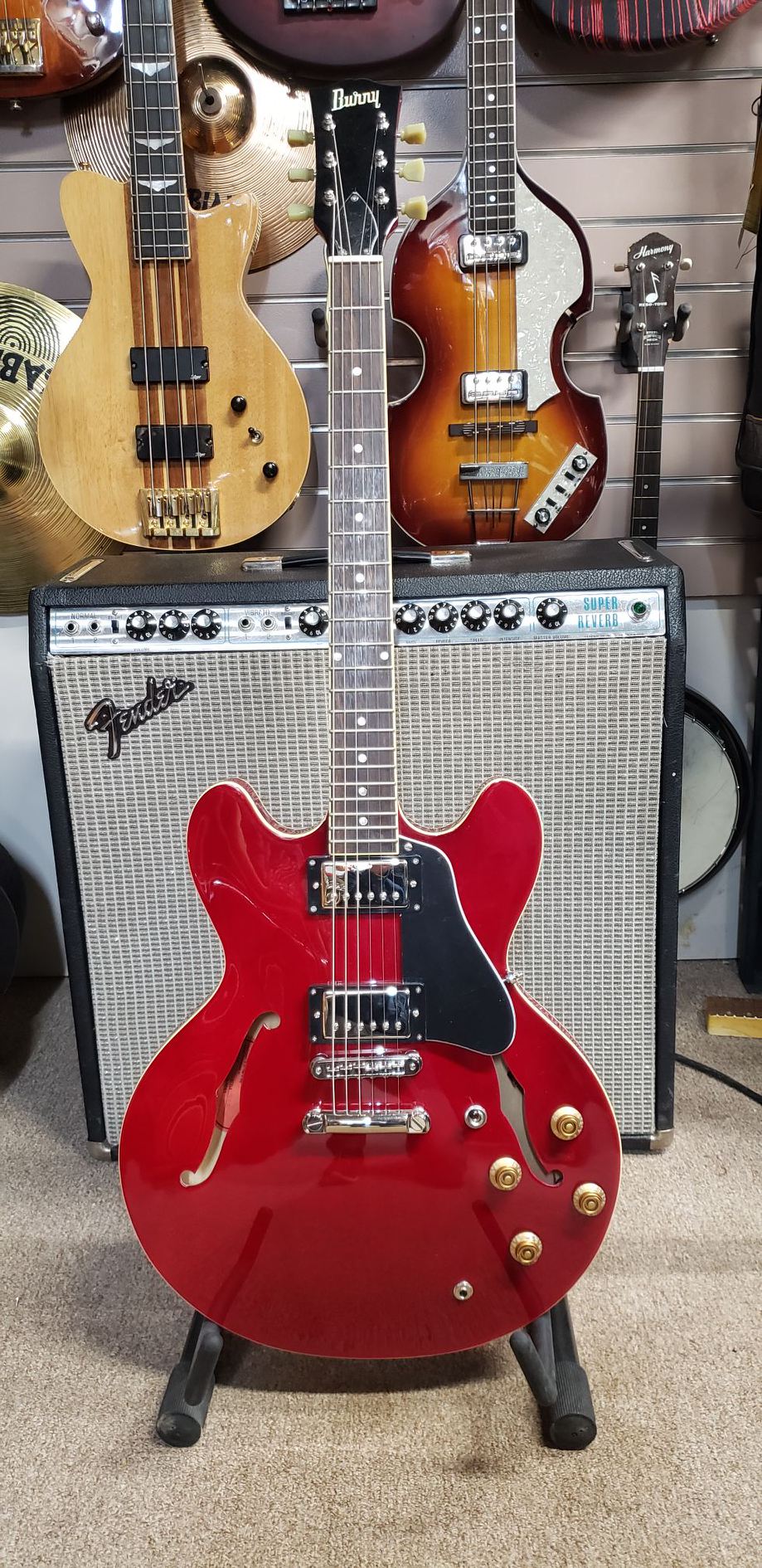 Burny RSA-70 CR Hollow Body Cherry Electric Guitar