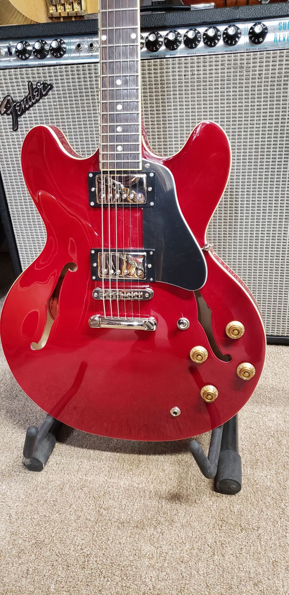 Burny RSA-70 CR Hollow Body Cherry Electric Guitar