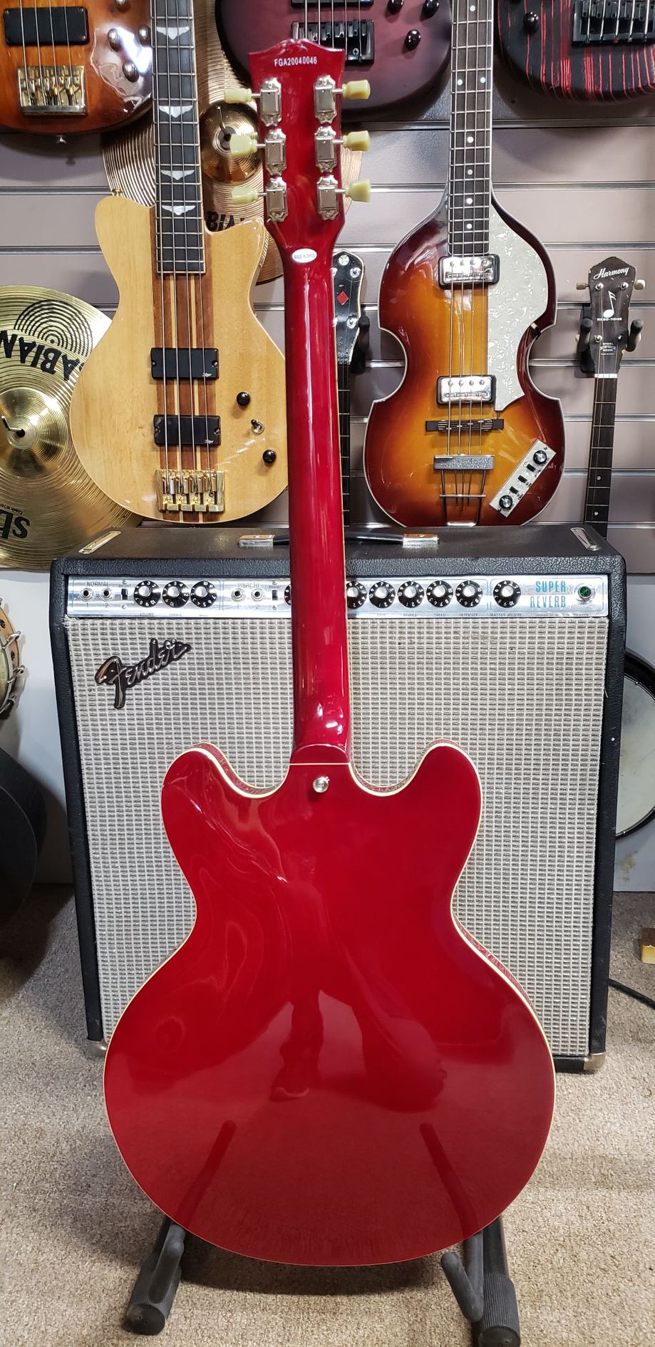 Burny RSA-70 CR Hollow Body Cherry Electric Guitar