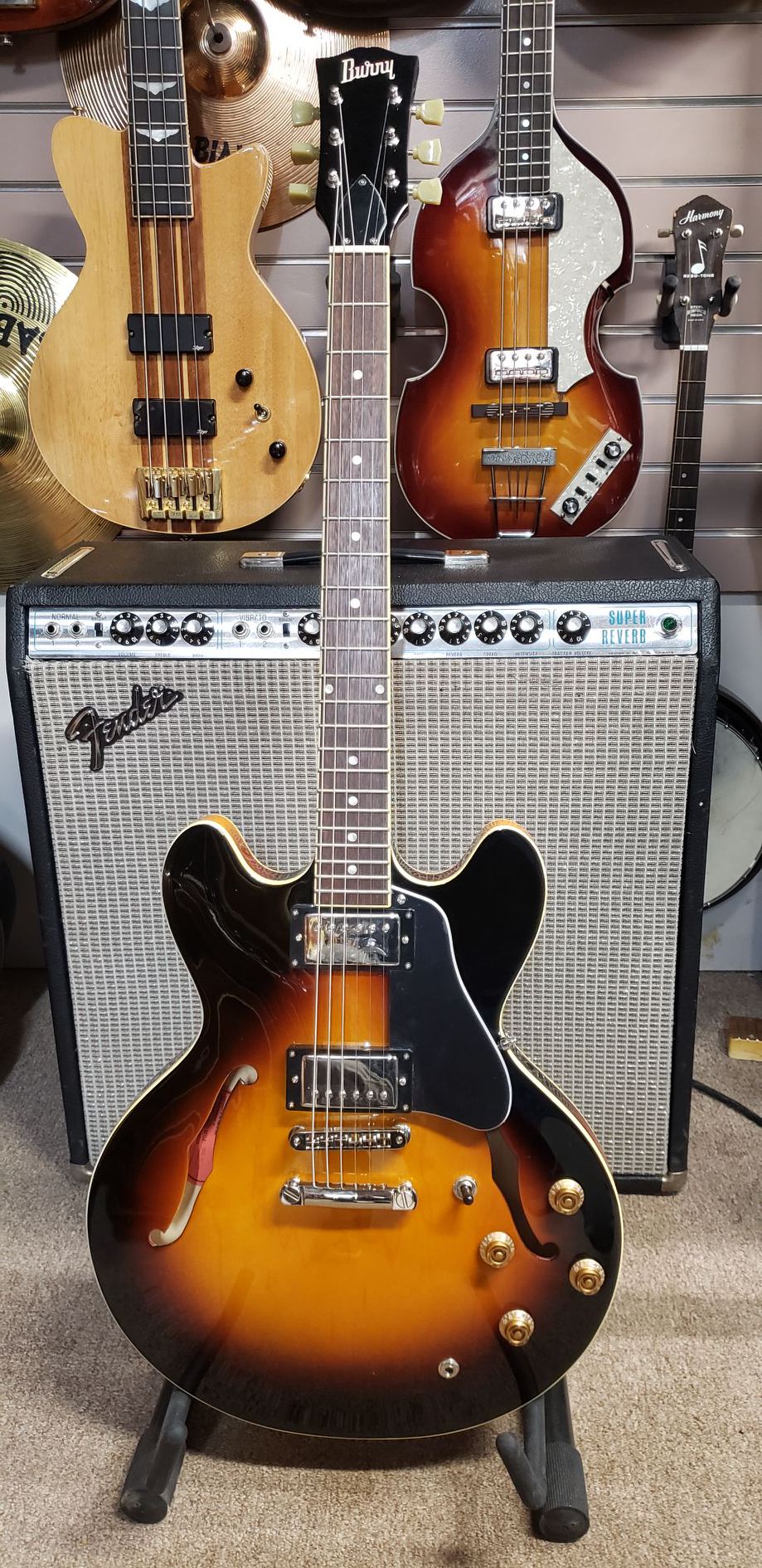 Burny RSA-70 BS Sunburst Semi Hollow Body Electric Guitar