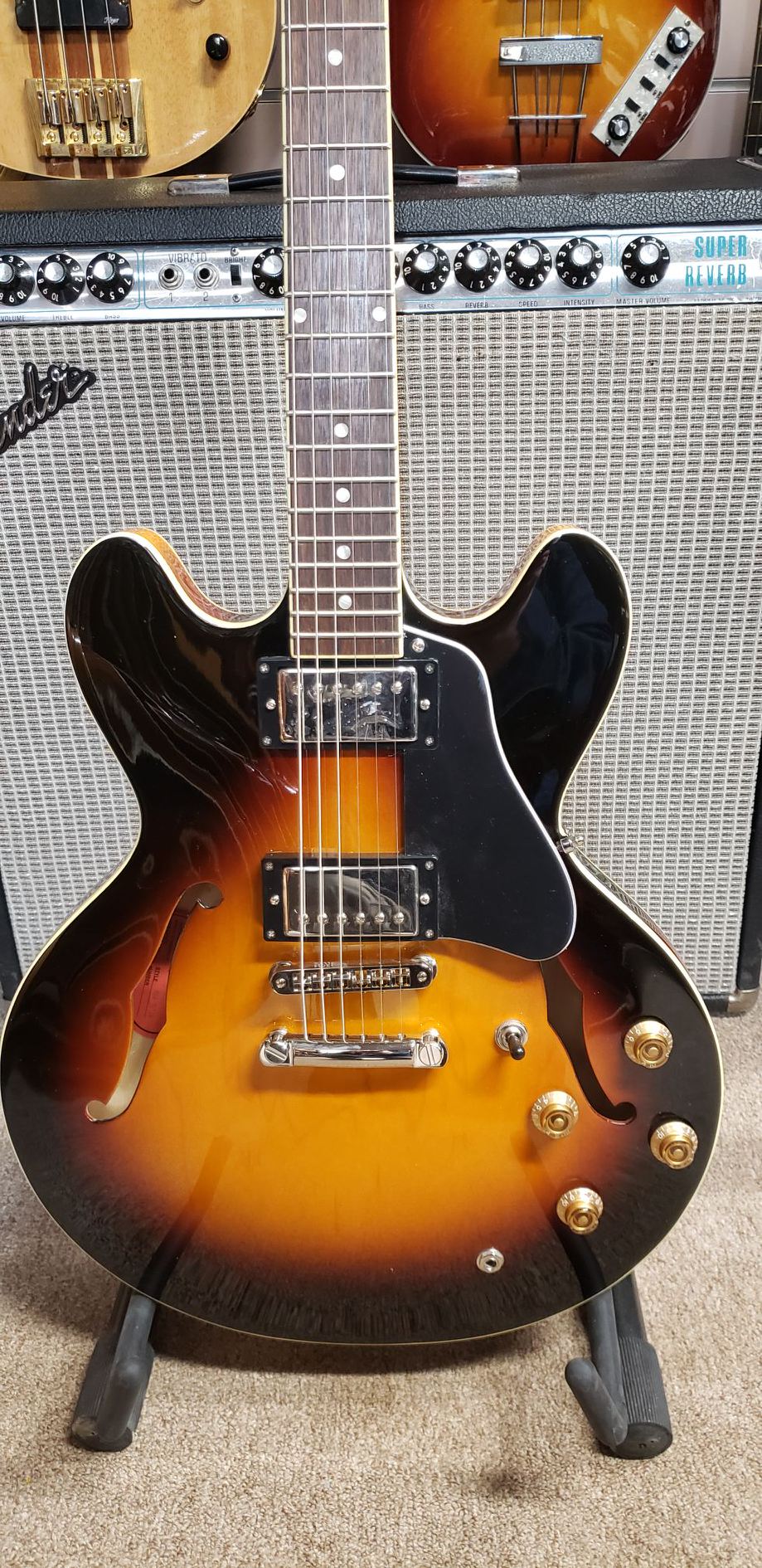 Burny RSA-70 BS Sunburst Semi Hollow Body Electric Guitar