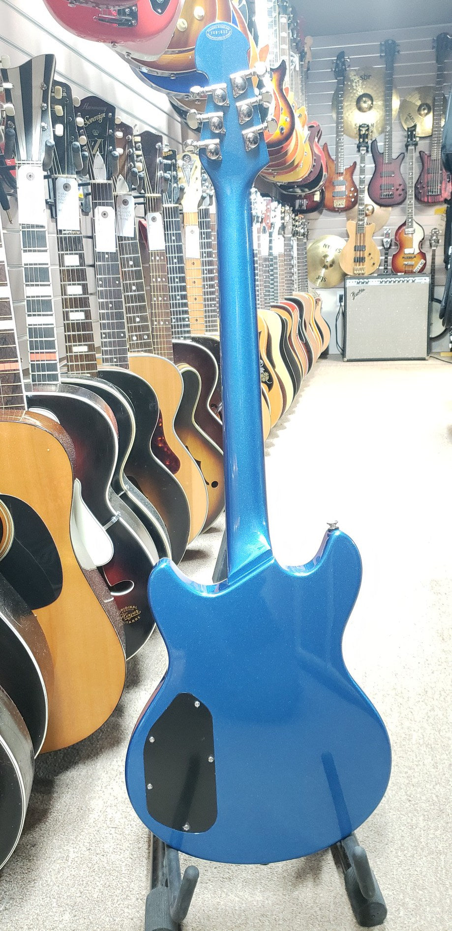 Indie Guitar Company Double Cut Metallic Blue Electric Guitar - Mint