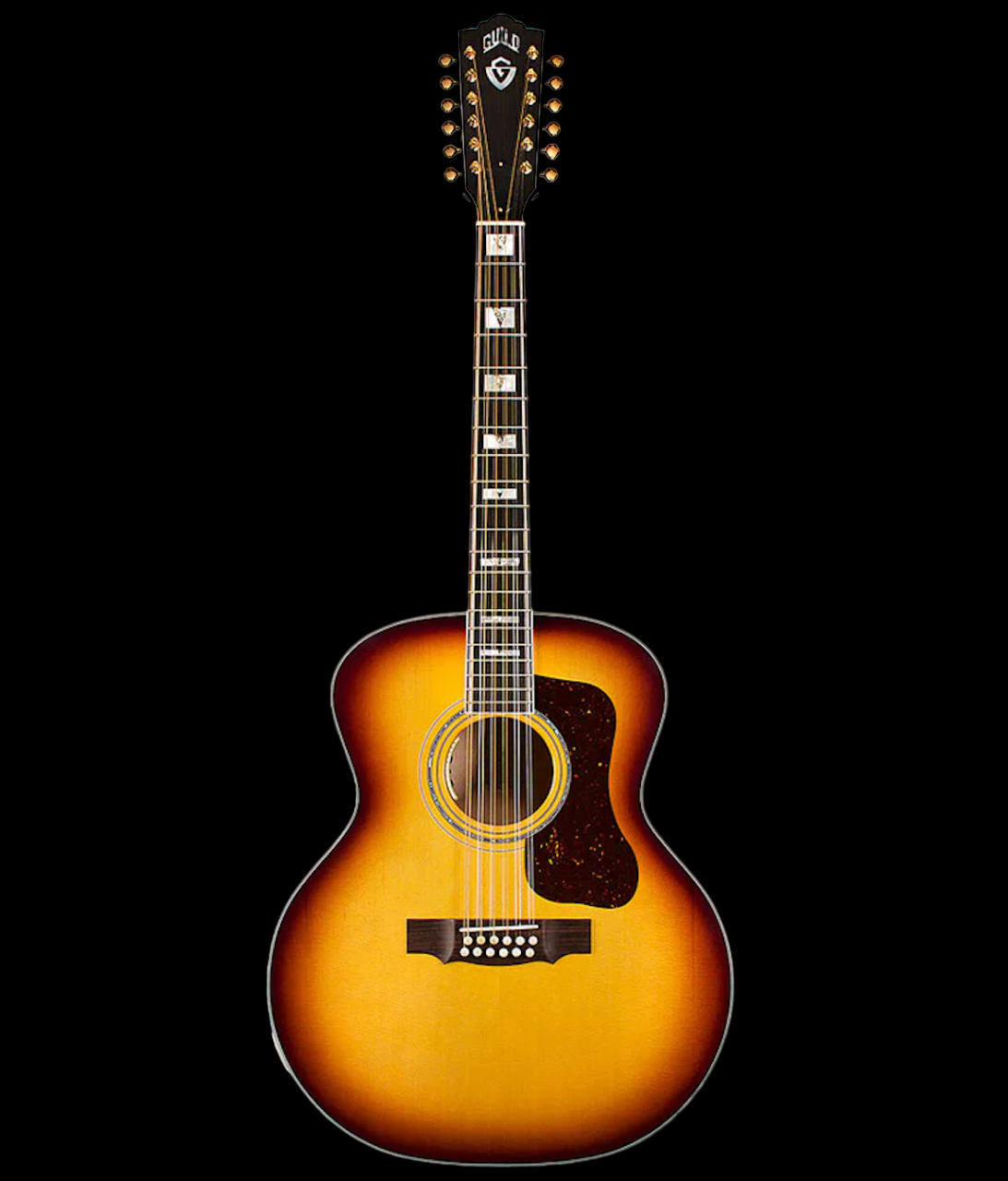 Guild USA F-512E Maple Acoustic Guitar-Antique Burst