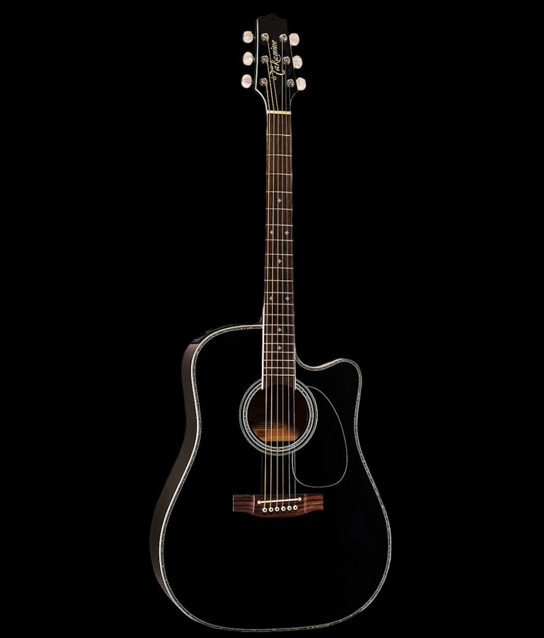 Takamine EF341DX Dreadnought Acoustic Electric Guitar With Case, Black