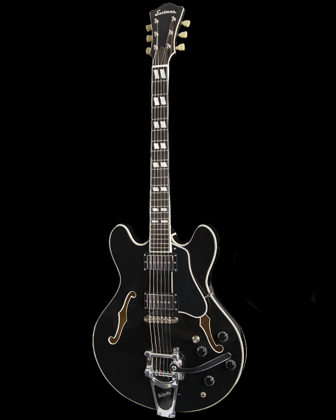 Eastman T486B-BK Semi Hollow Black Finish Electric Guitar