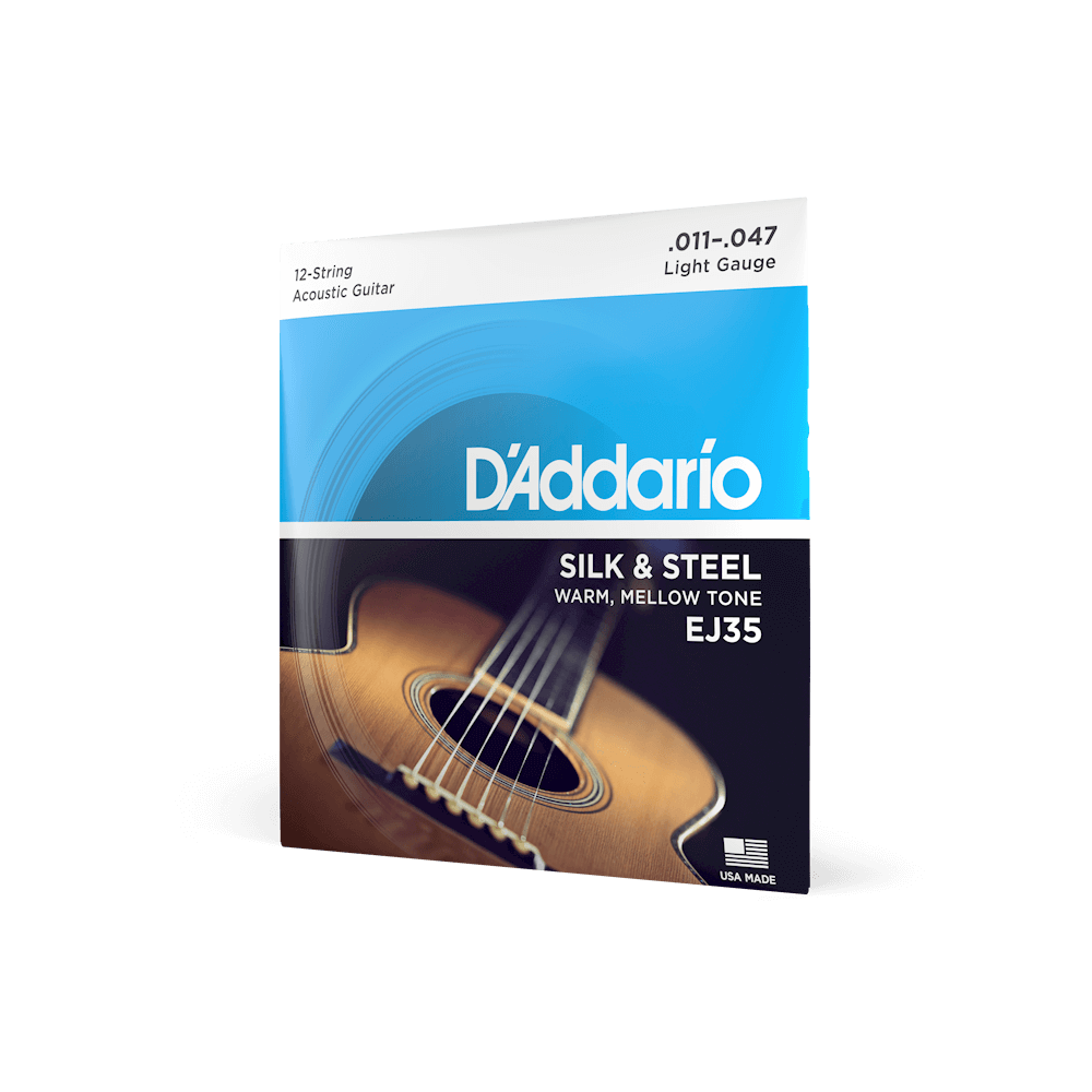 D'Addario EJ35 Silk and Steel 12-String Folk String 11 through 47, Silver Plated
