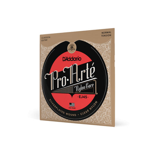 D'Addario EJ45 Pro Arte Normal Tension Silverplated Wound Clearn Nylon 28 through 43