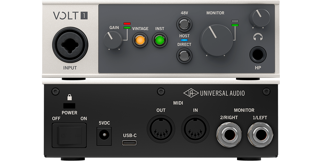 Universal Audio Volt 1 USB Audio Interface Front and Back
